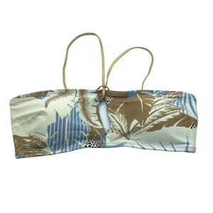 Aerie Womens Bandeau Bikini Top Palm Print Strappy Back Size M